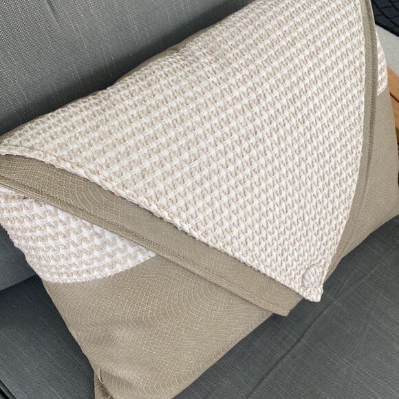 Custom-Made High End Faux Leather & Fabric Accent Pillow (1) - Picture 2 of 5